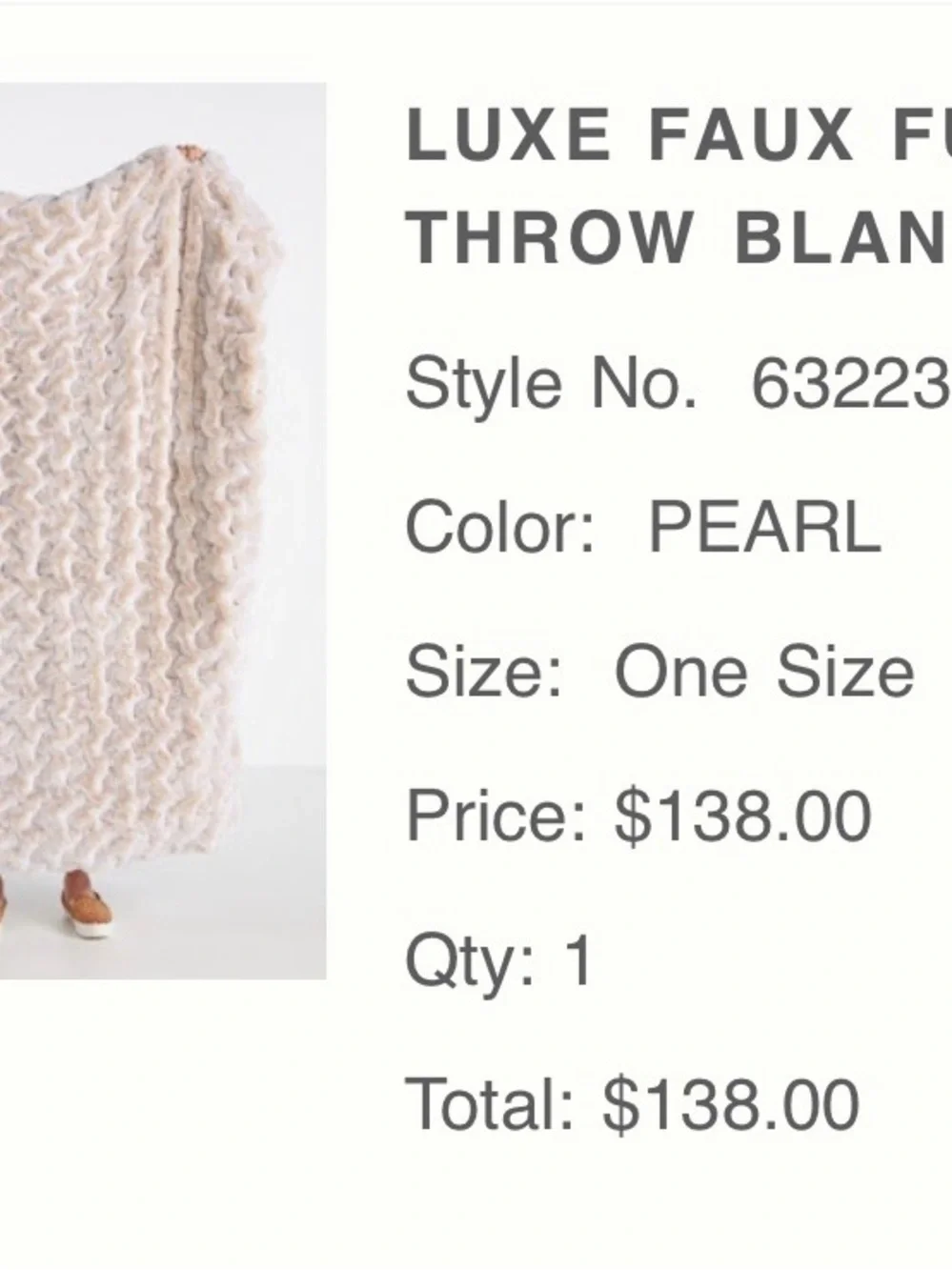 Anthropologie Luxe Faux Fur Throw Blanket